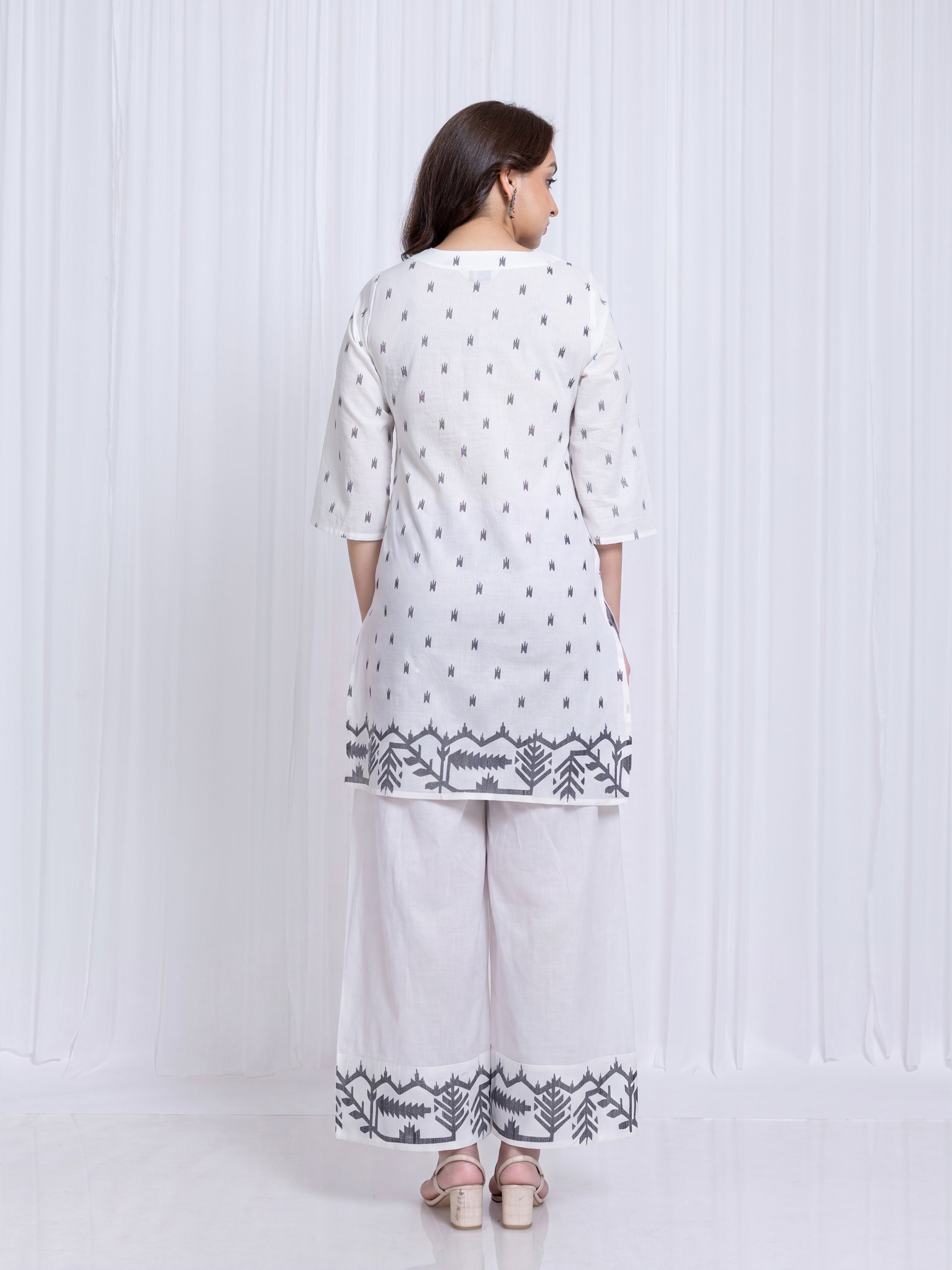 Cotton Voile 2-Piece Kurta Set with Round Neck