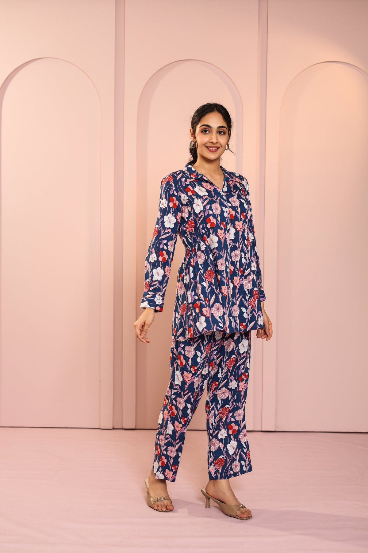 FLORAL PRINTED 2PC SMOCKING CO-ORD SET
