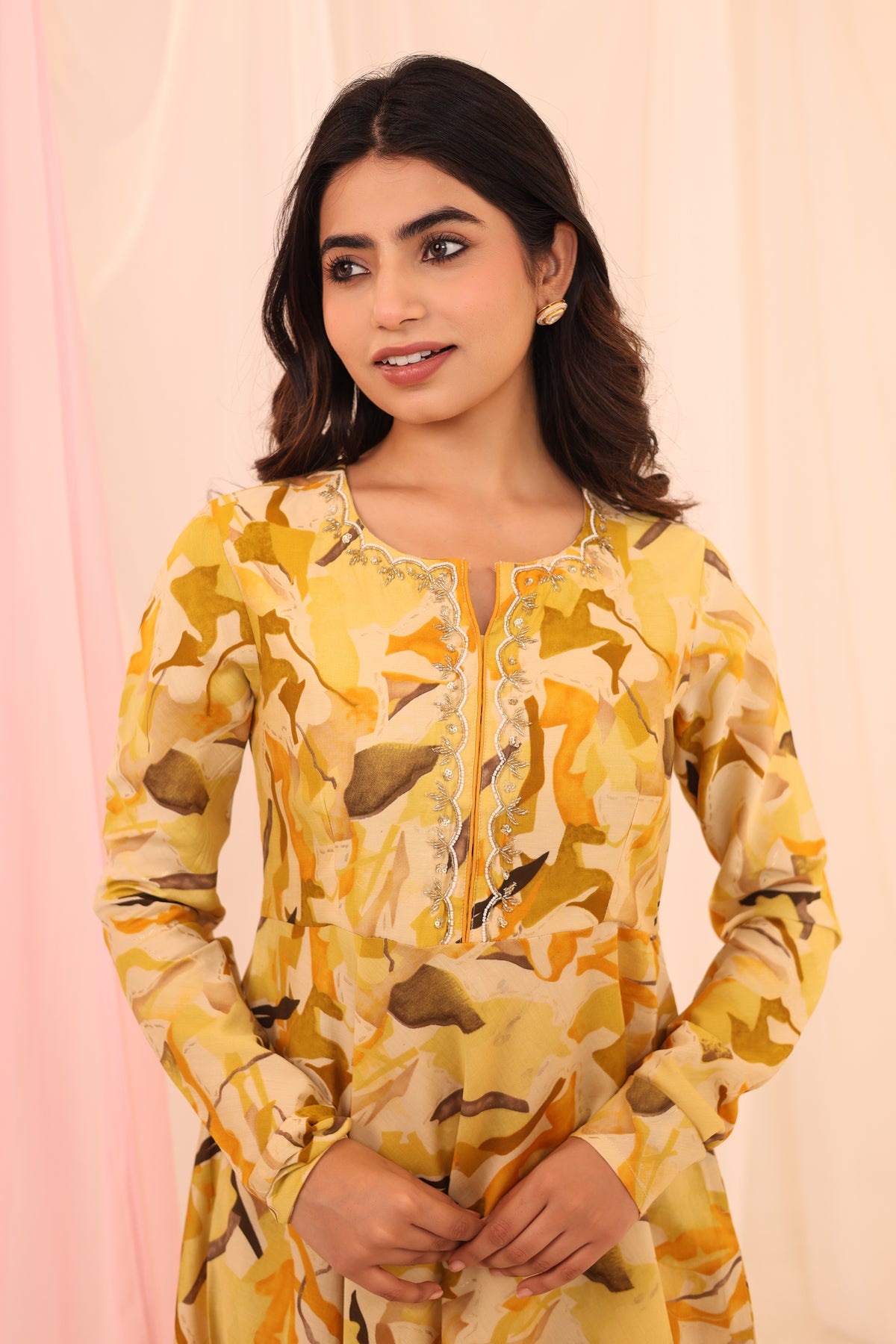 FESTIVE WEAR FLOOR LENGTH DRESS EMBELLISHED WITH ADDA WORK DETAILS
