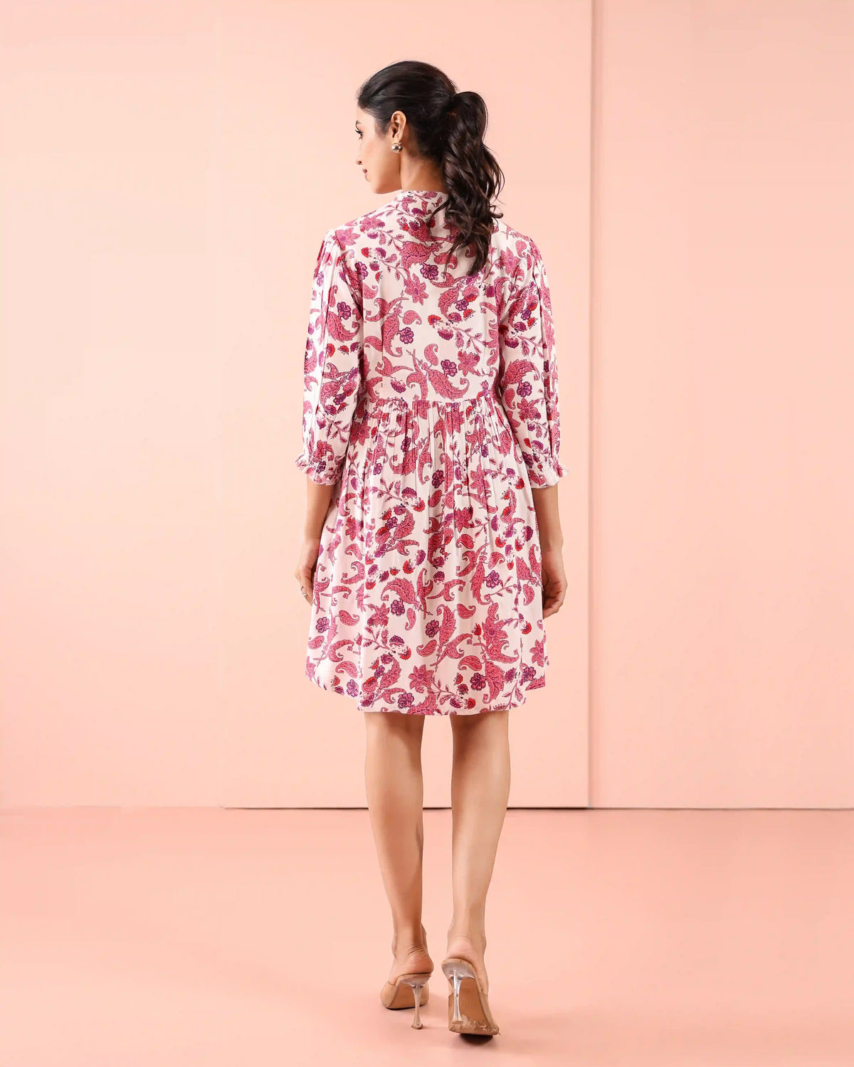 Floral Printed Alya Cut Short Dress