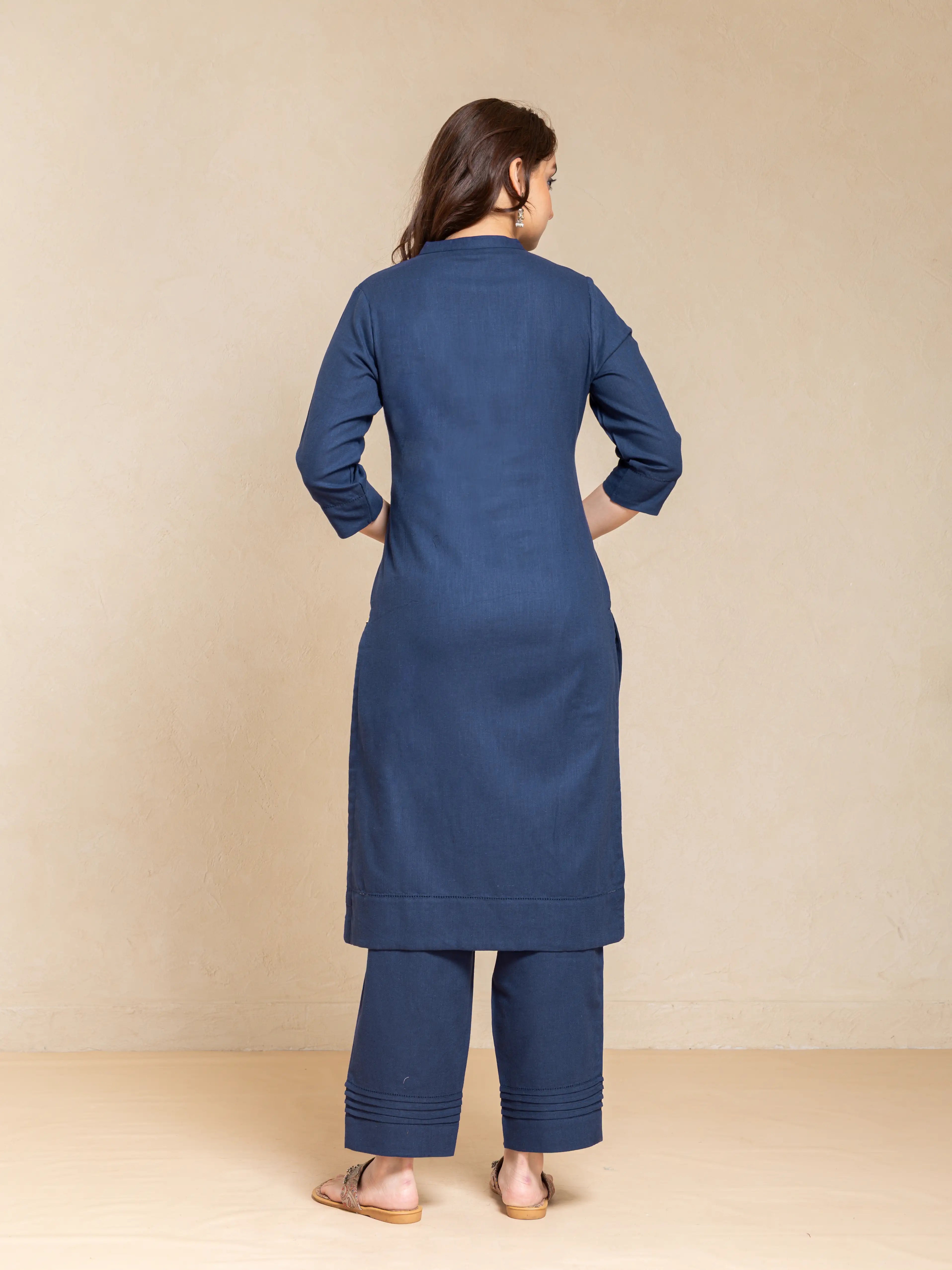 LINEN 2PC KURTA SET DETAILED WITH FAGGOTING