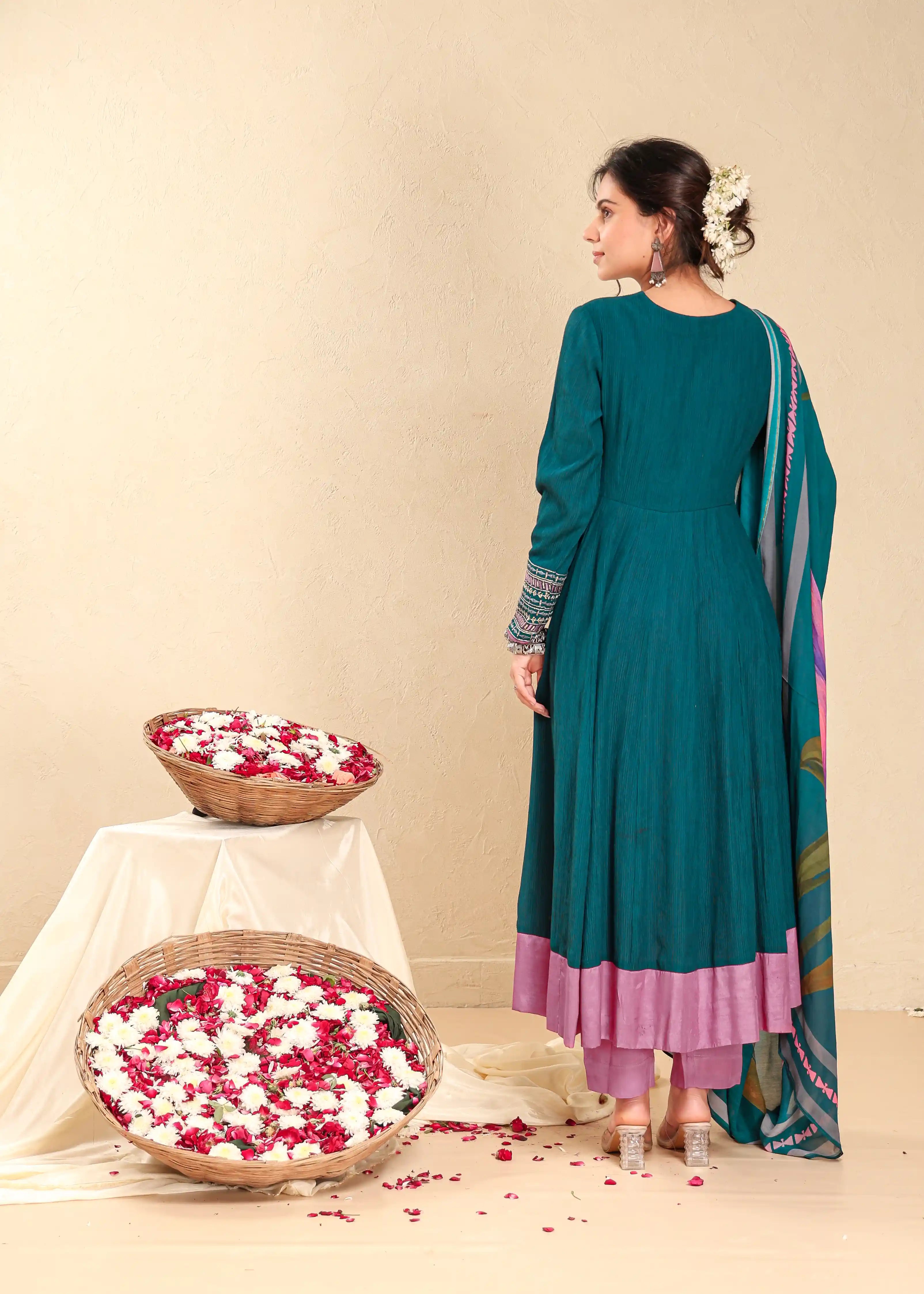 3 PC EEMBROIDERED KALIDAR KURTA SET