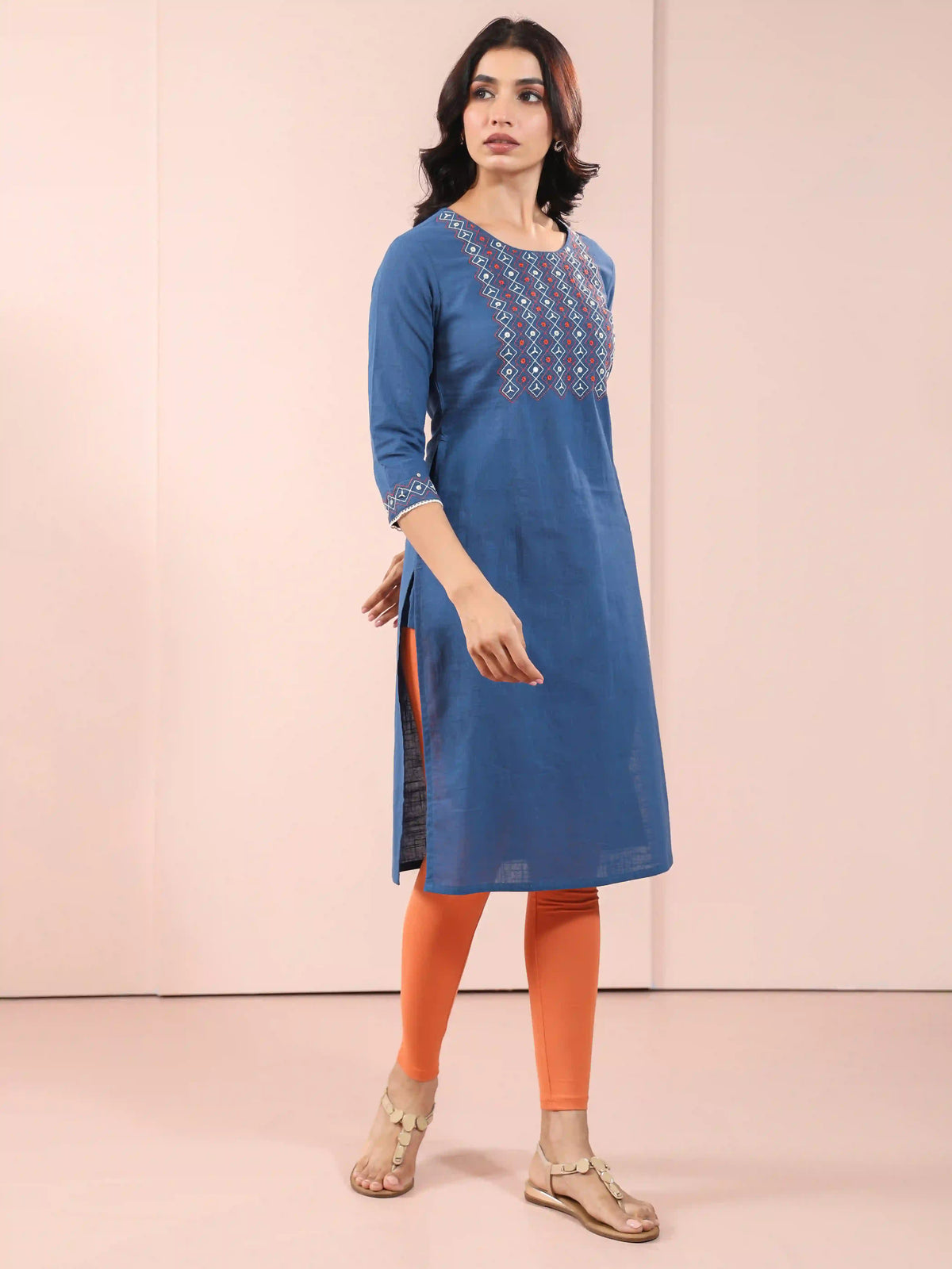 KNEE LENGTH MIRROR EMBROIDERED KURTI