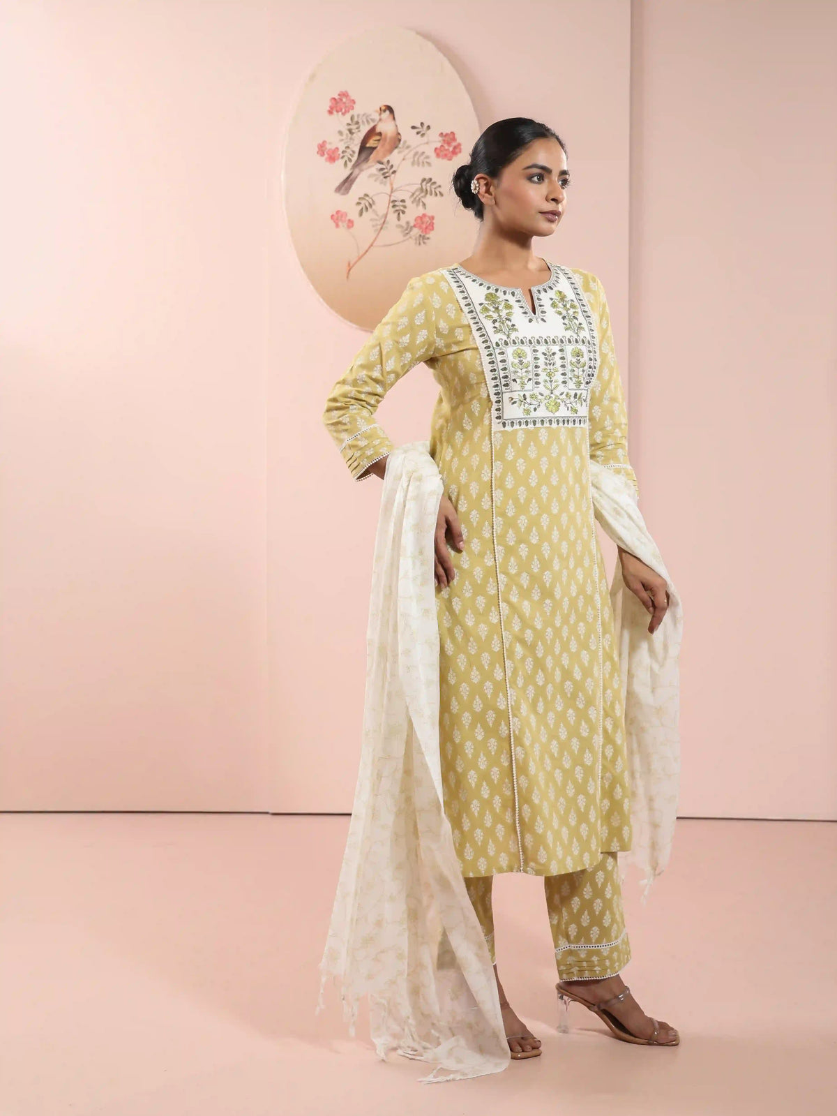 Embroidered Mul Cotton Kurta Set with Dupatta