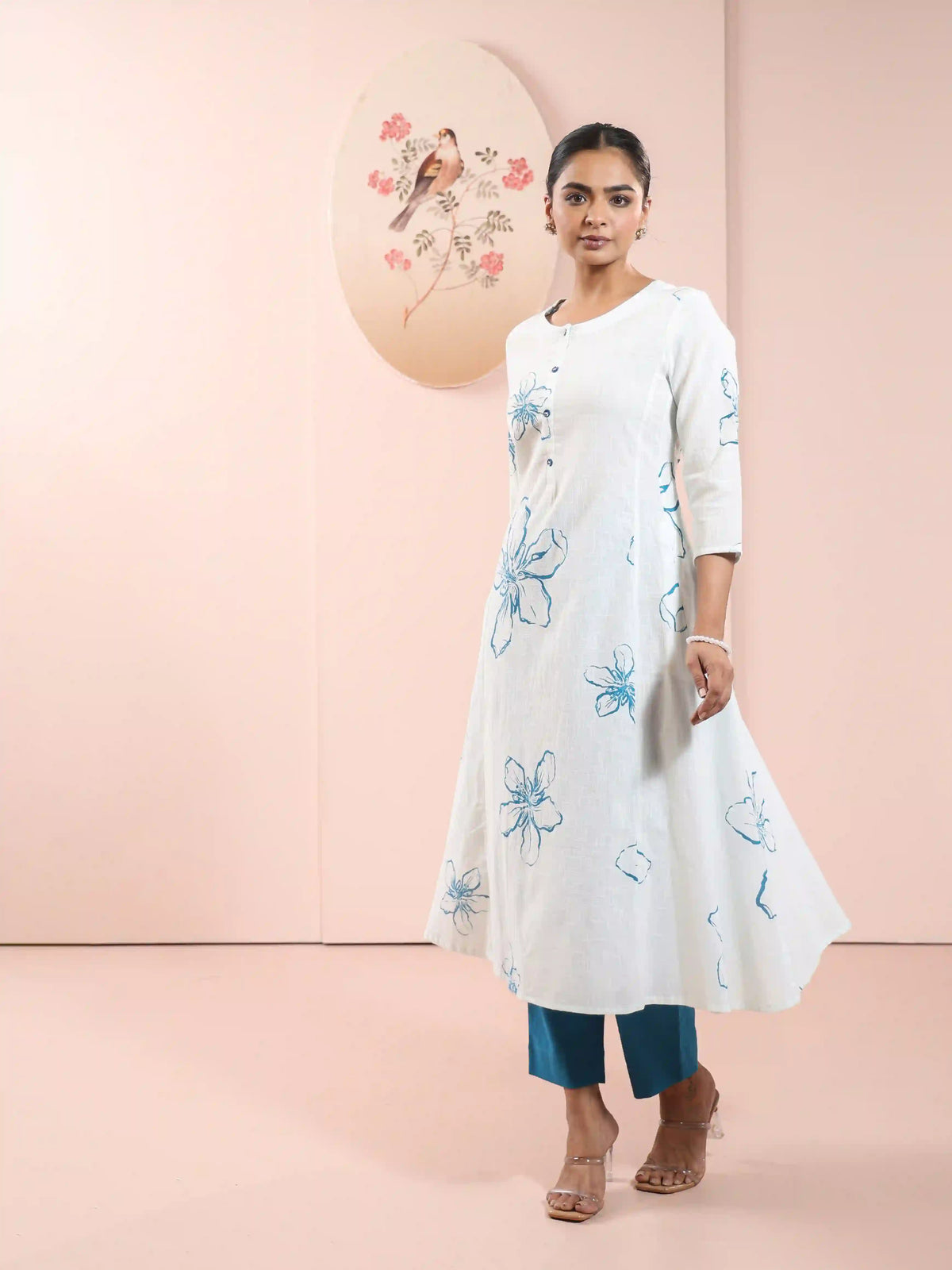 FLORAL PRINTED 2PC KALIDAR KURTA SET