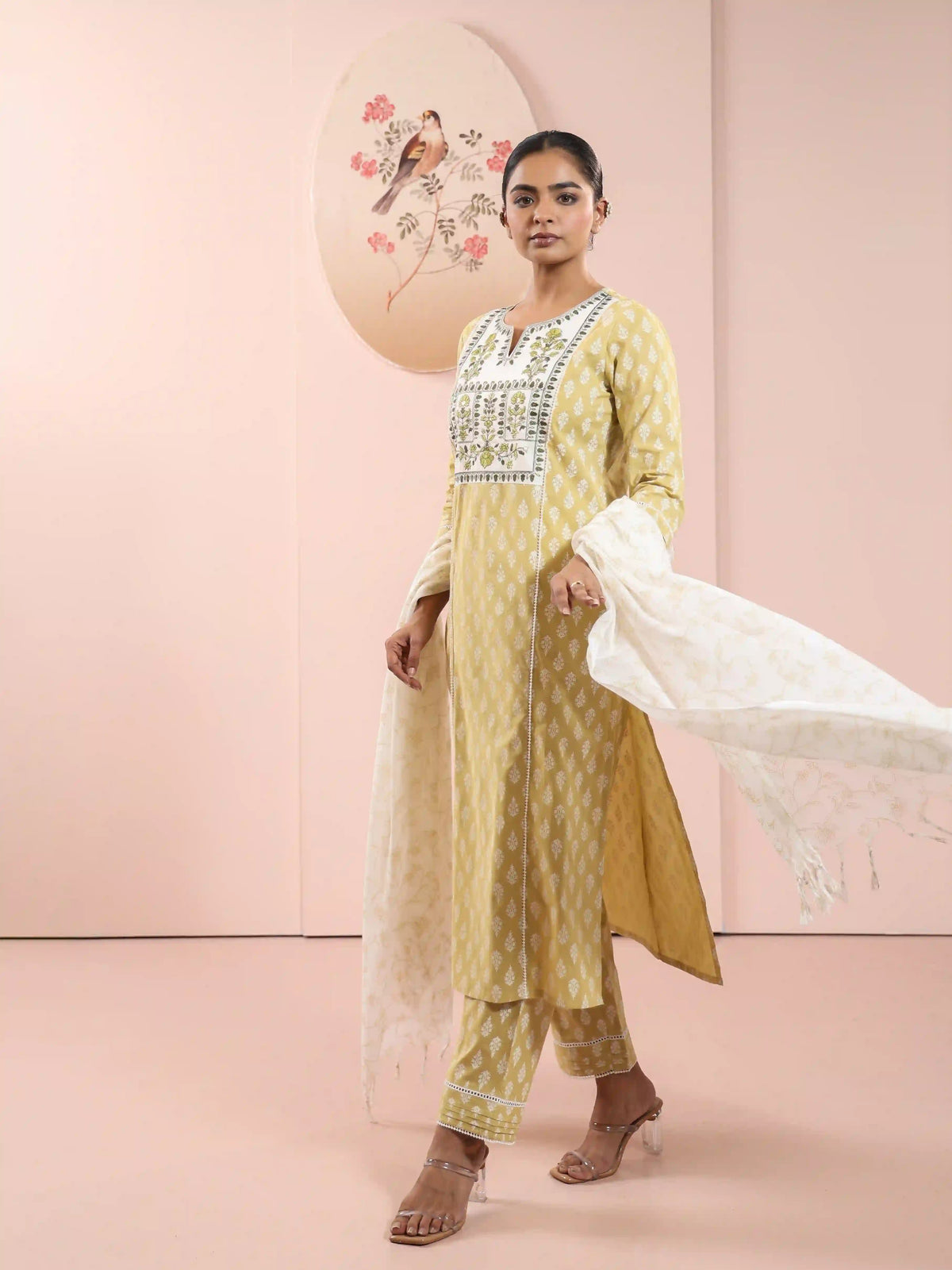 Embroidered Mul Cotton Kurta Set with Dupatta