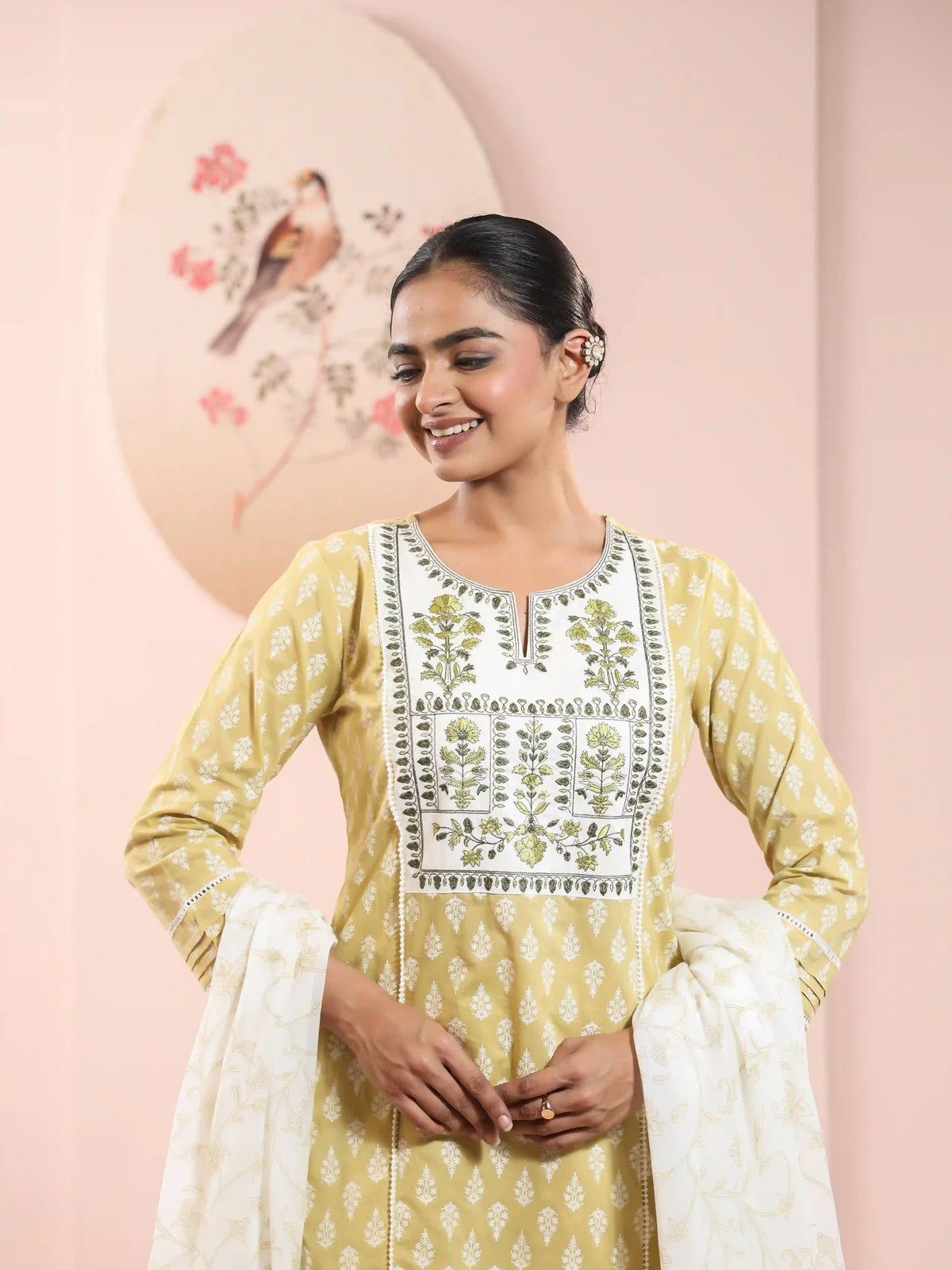 Embroidered Mul Cotton Kurta Set with Dupatta