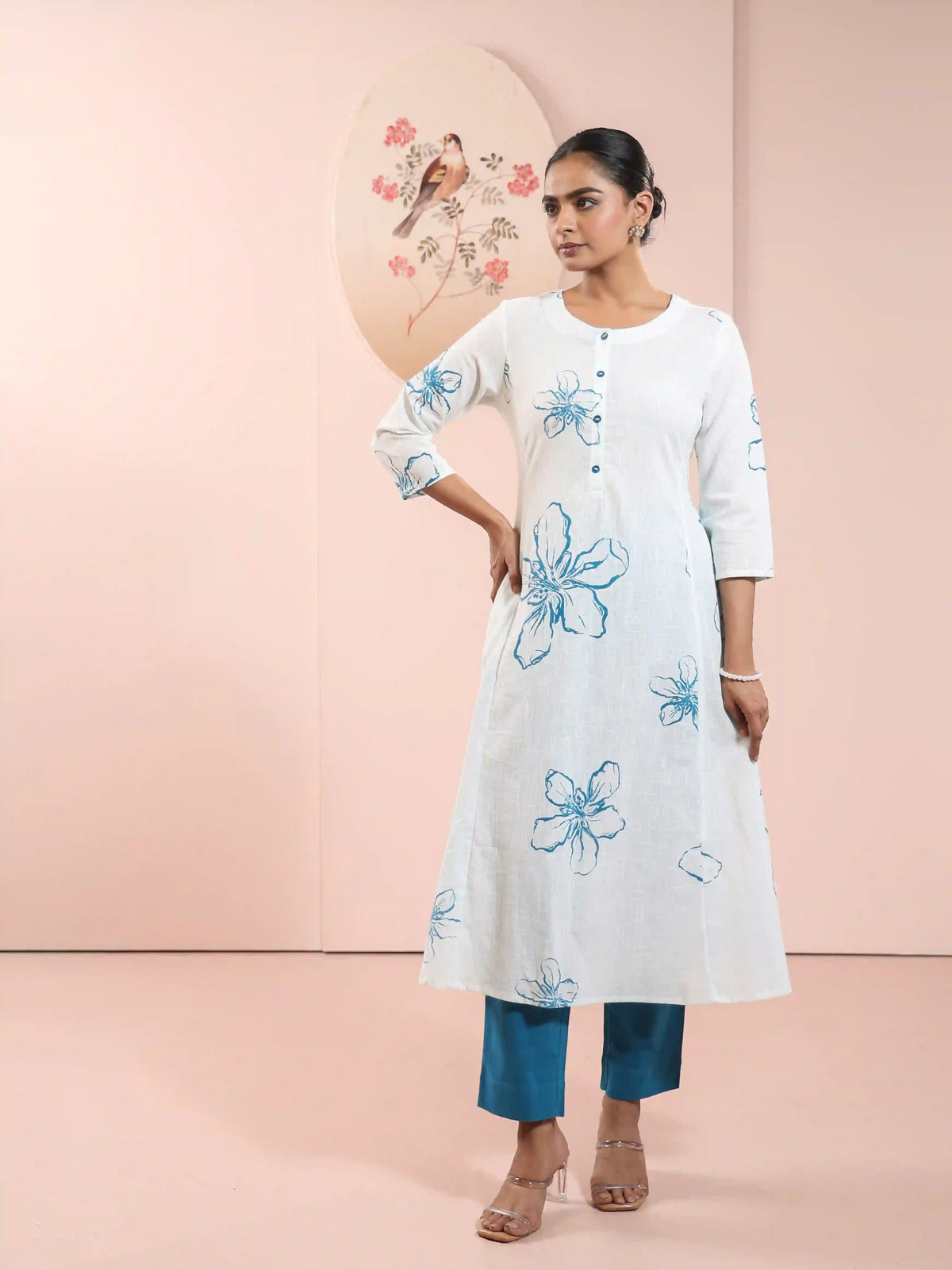FLORAL PRINTED 2PC KALIDAR KURTA SET