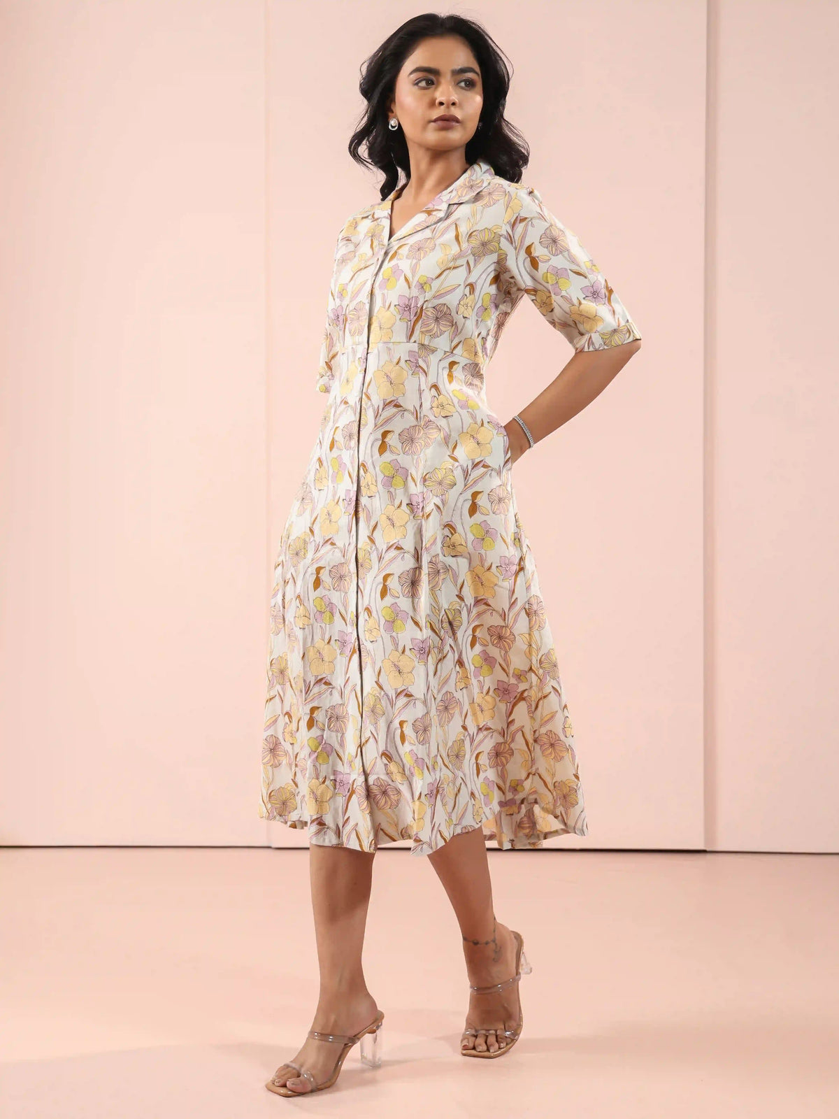 FUSION WEAR FLORAL PRINTED A-LINE DRESS