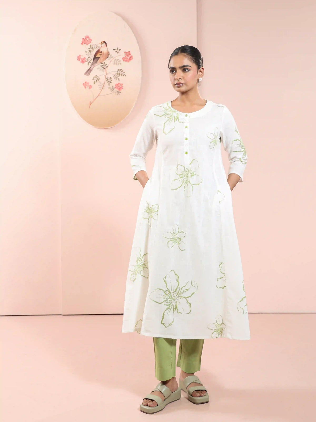 FLORAL PRINTED 2PC KALIDAR KURTA SET