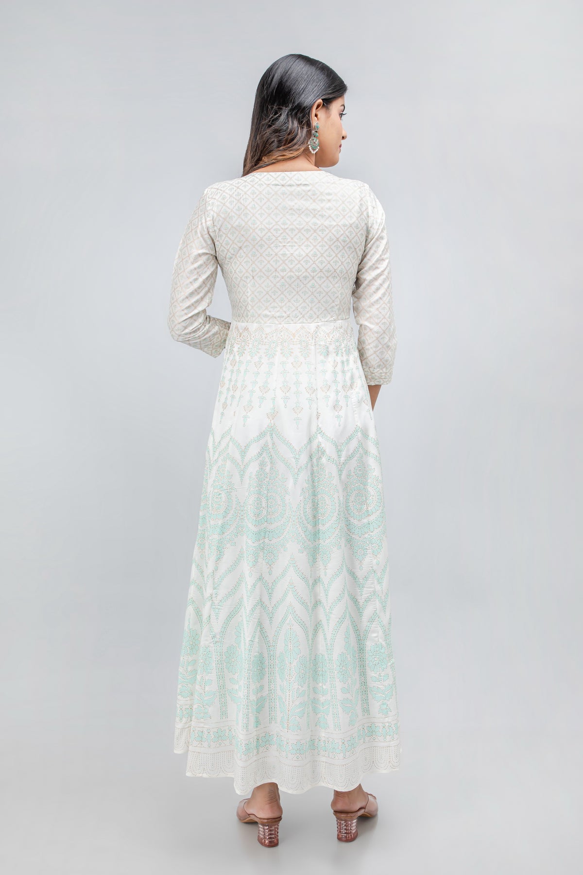 Silk Floor-Length Anarkali Dress with Adda Work