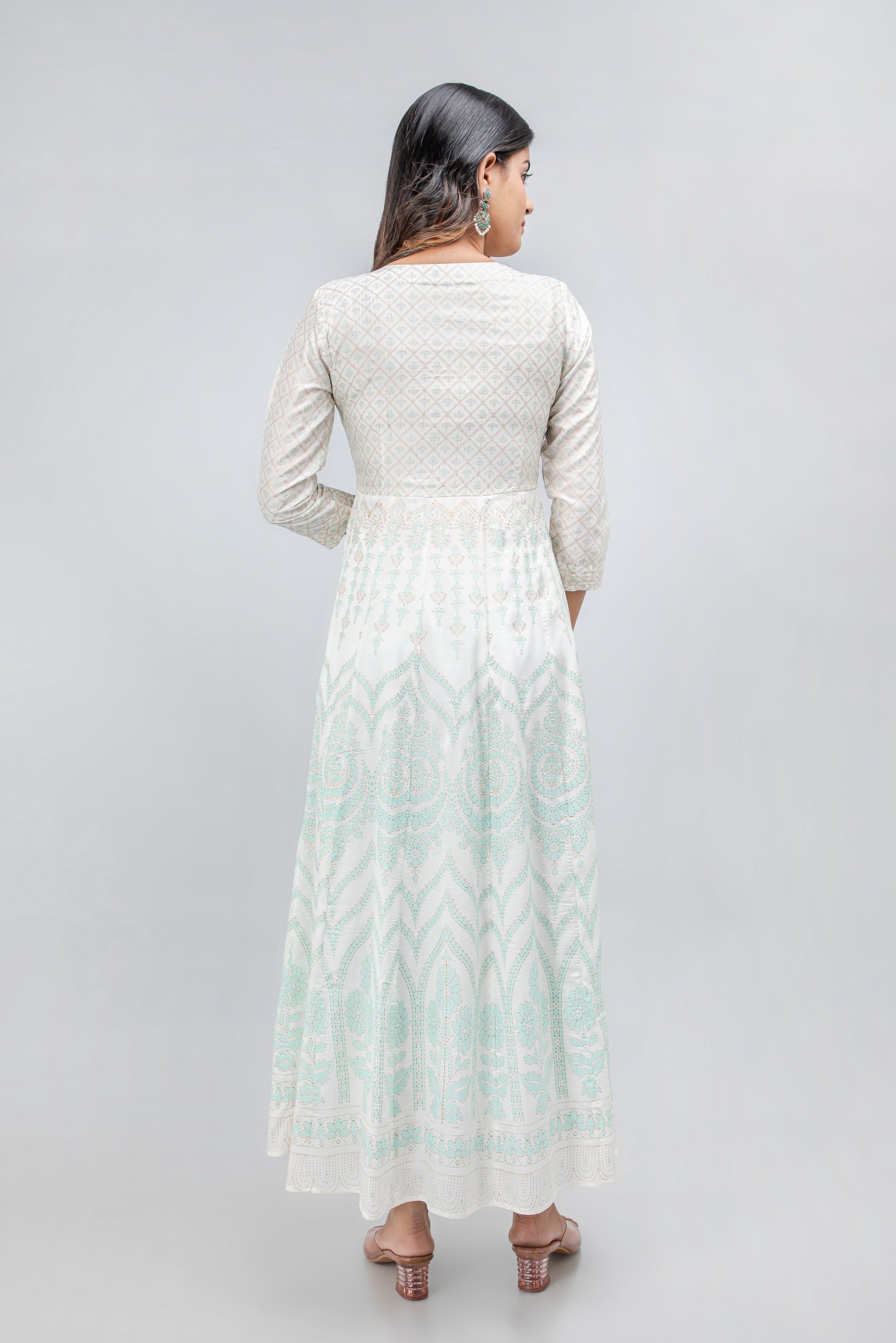 Silk Floor-Length Anarkali Dress with Adda Work