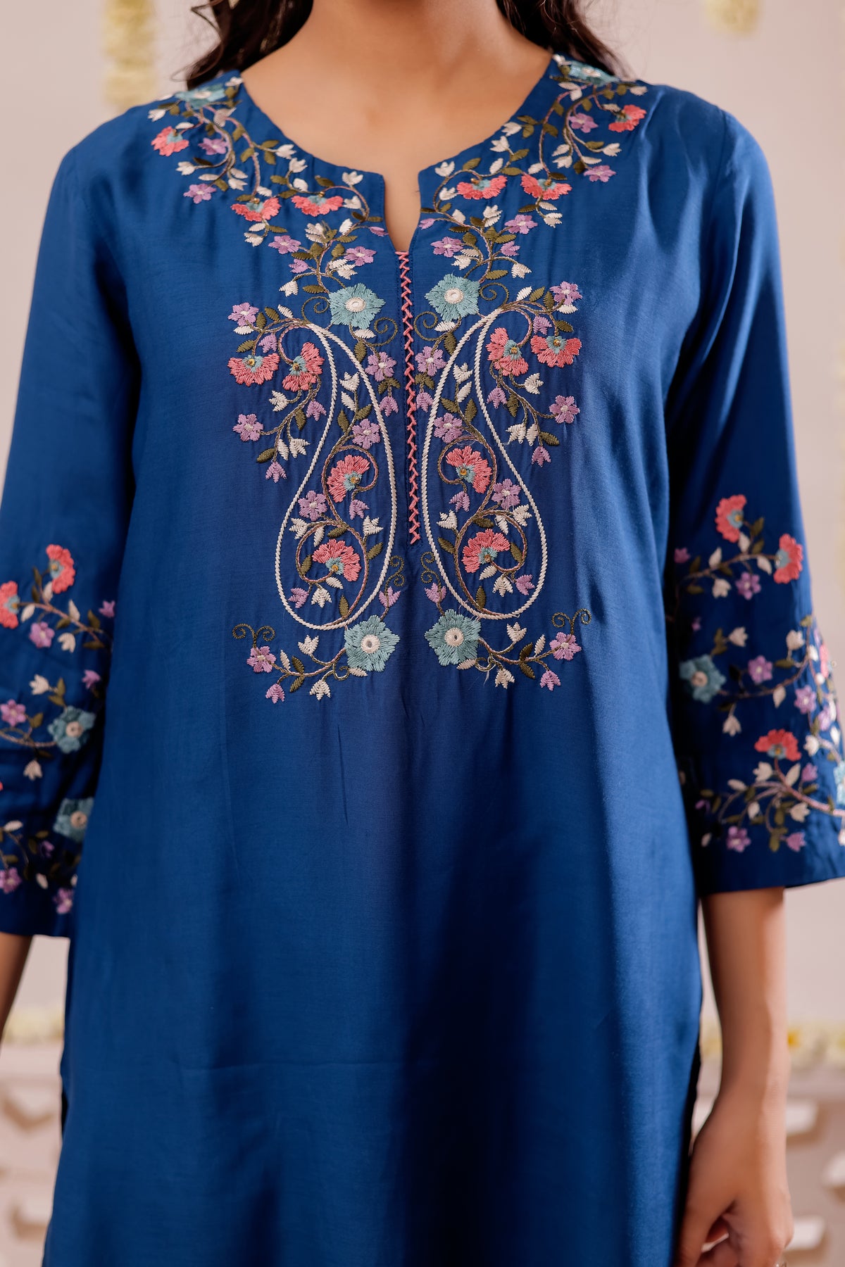 Muslin Silk 3PCS Kurta Pant Set with Embroidery
