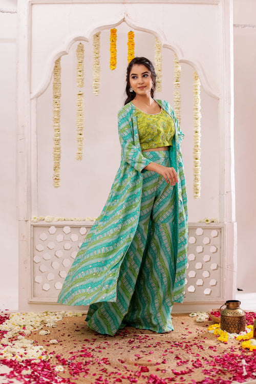 BANDEJH PRINT SHARARA WITH CAPE  3 PCS SET