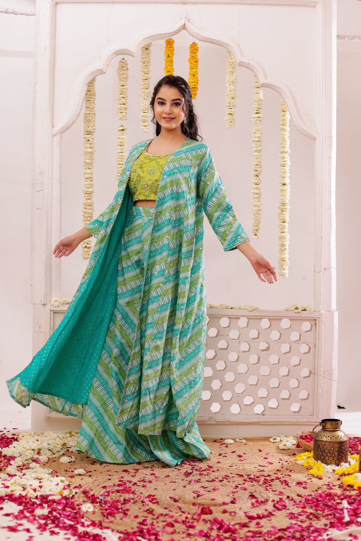 BANDEJH PRINT SHARARA WITH CAPE  3 PCS SET