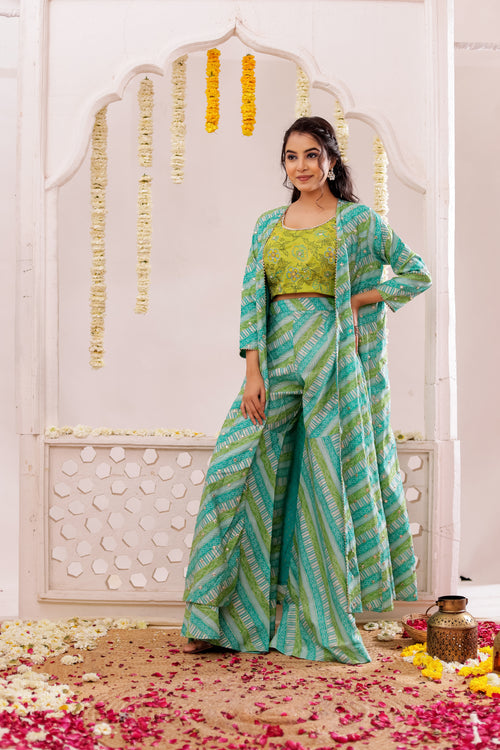 BANDEJH PRINT SHARARA WITH CAPE  3 PCS SET