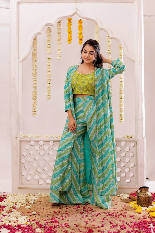BANDEJH PRINT SHARARA WITH CAPE  3 PCS SET