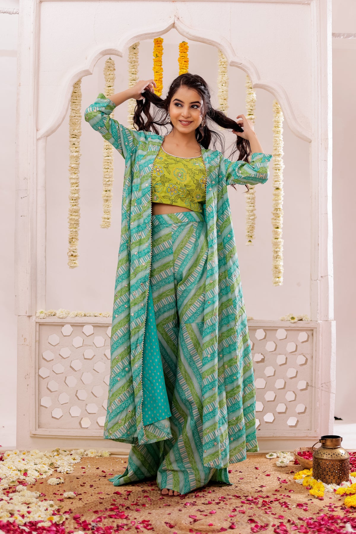 BANDEJH PRINT SHARARA WITH CAPE  3 PCS SET