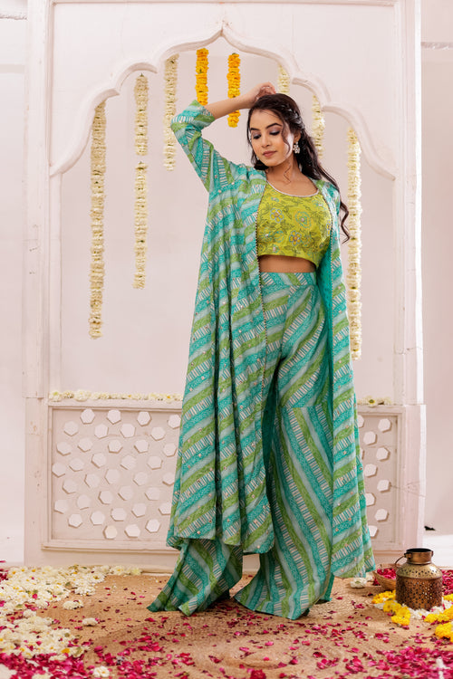 BANDEJH PRINT SHARARA WITH CAPE  3 PCS SET
