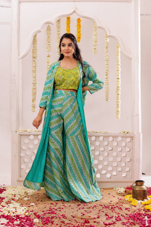 BANDEJH PRINT SHARARA WITH CAPE  3 PCS SET