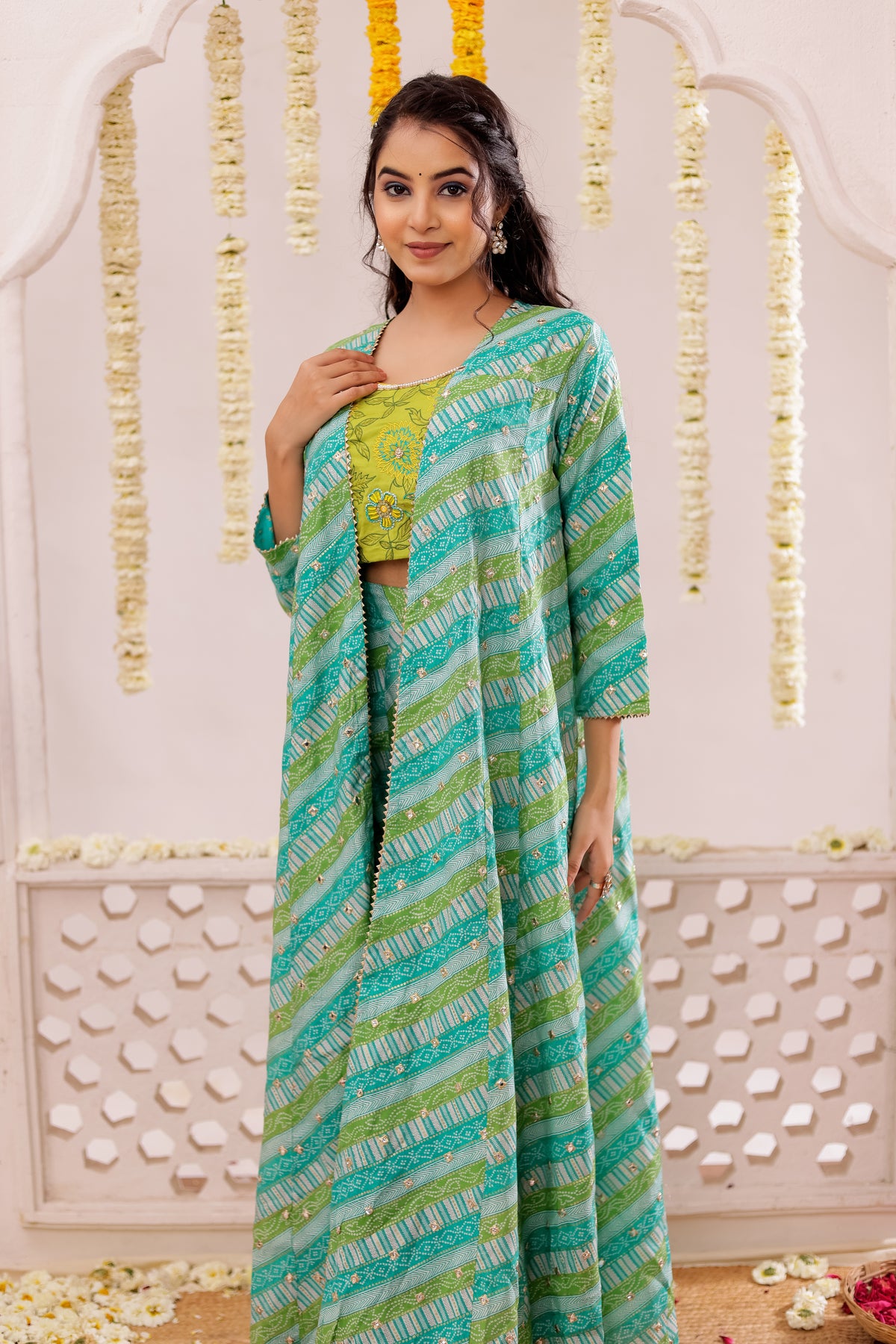 BANDEJH PRINT SHARARA WITH CAPE  3 PCS SET