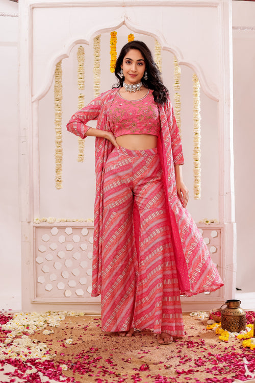 BANDEJH PRINT SHARARA WITH CAPE  3 PCS SET