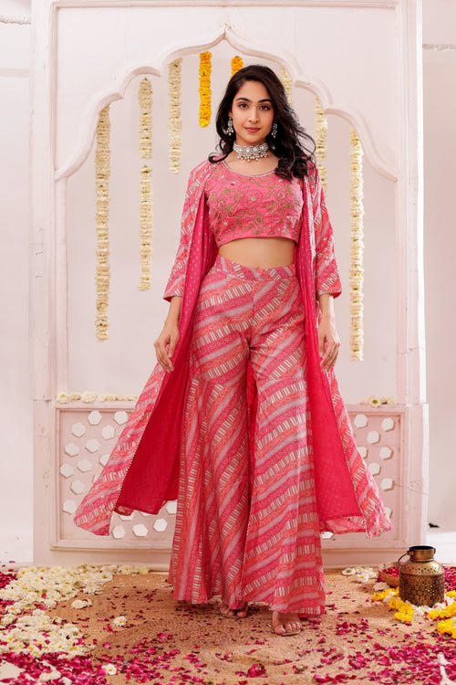 BANDEJH PRINT SHARARA WITH CAPE  3 PCS SET