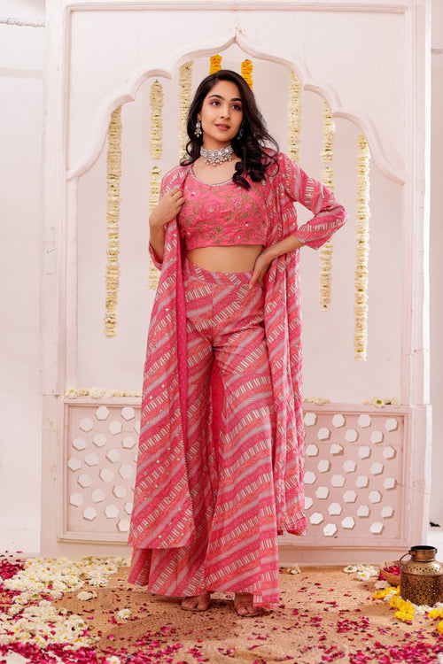 BANDEJH PRINT SHARARA WITH CAPE  3 PCS SET