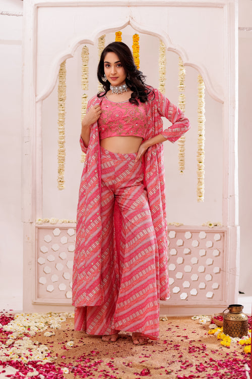 BANDEJH PRINT SHARARA WITH CAPE  3 PCS SET