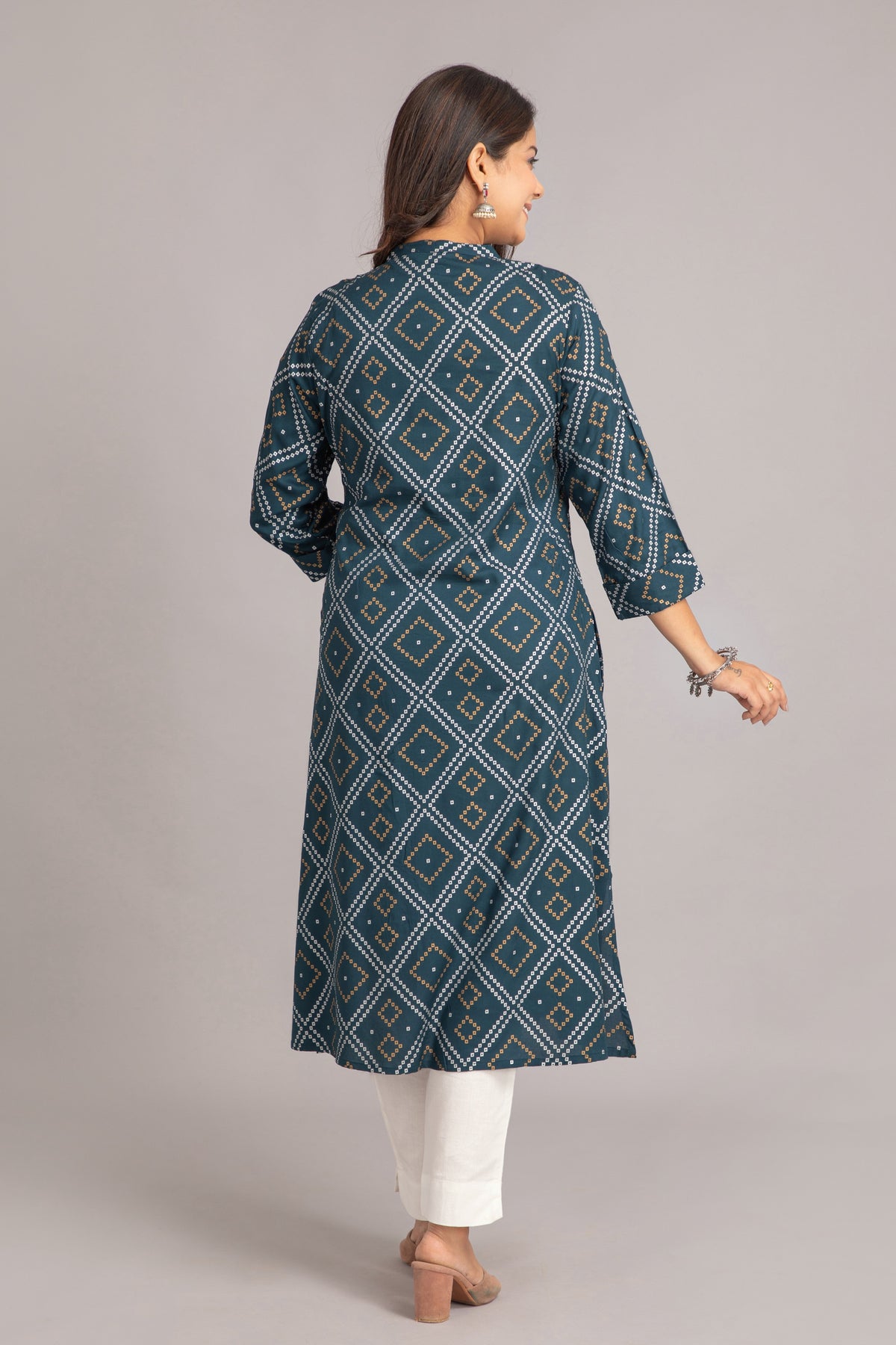 Bandhej Printed A-Line Long Kurti