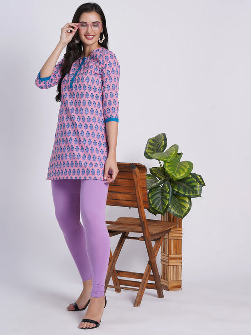 Mul Cotton Floral Printed Short Kurti