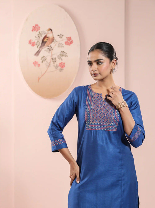 TUSSER SILK KANTHA EMBROIDERED KURTI