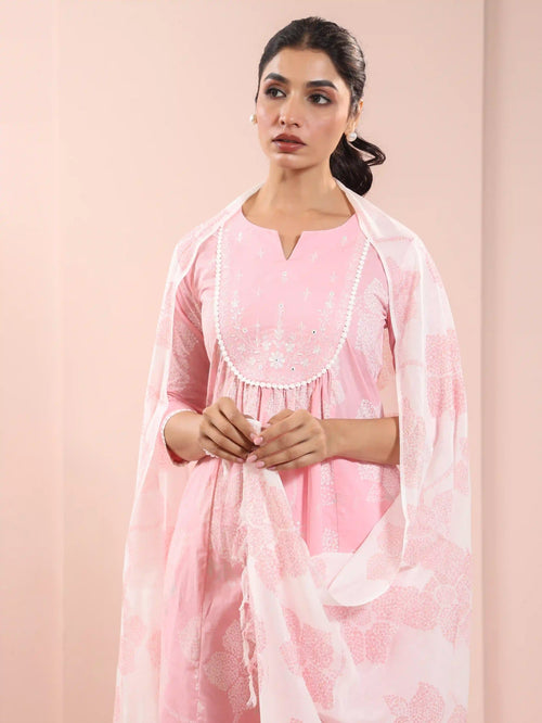 MUL COTTON KHADI FOIL PRINTED 3PC KURTA SET