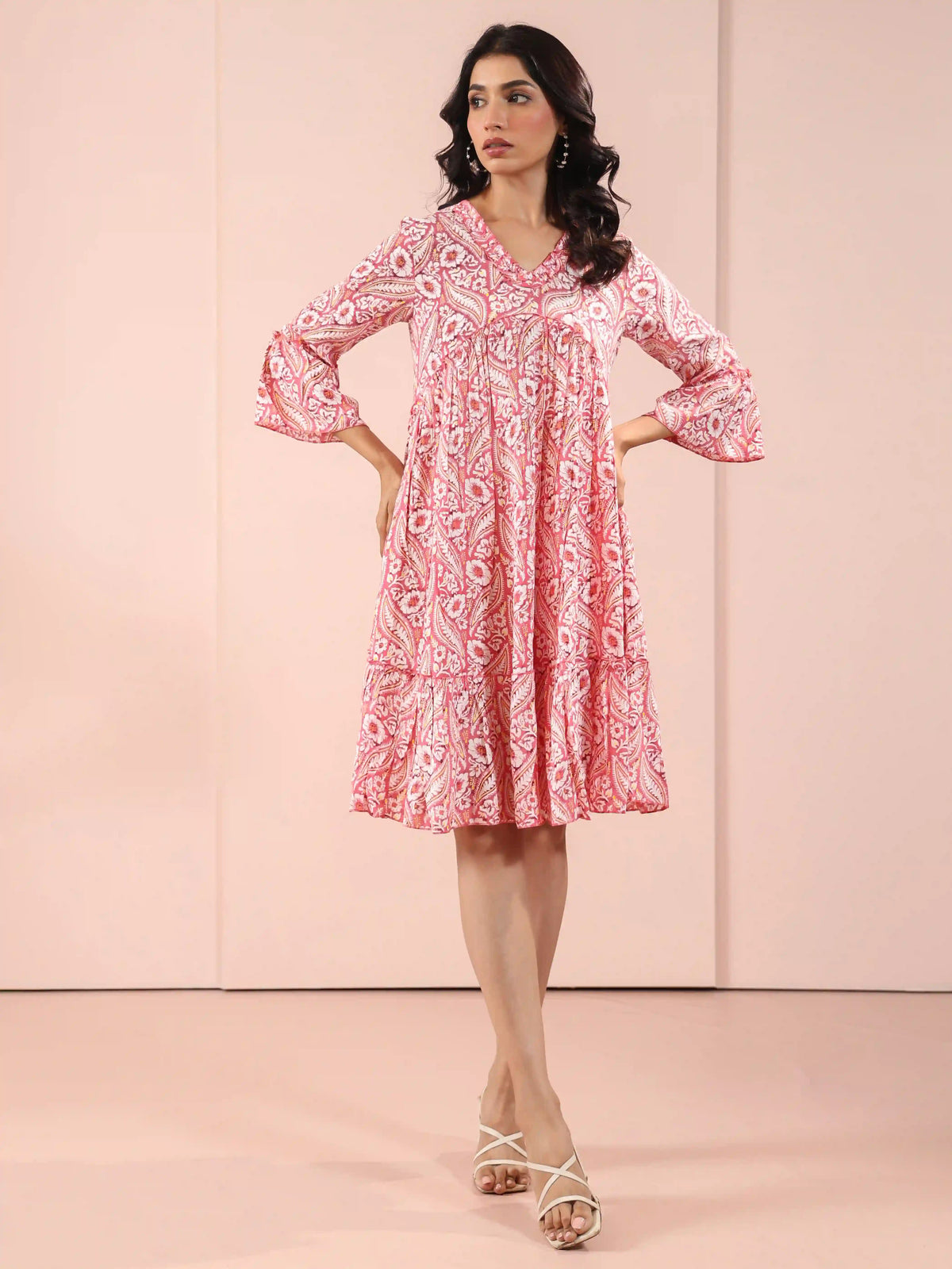 Printed Tiered Alya Cut Dress