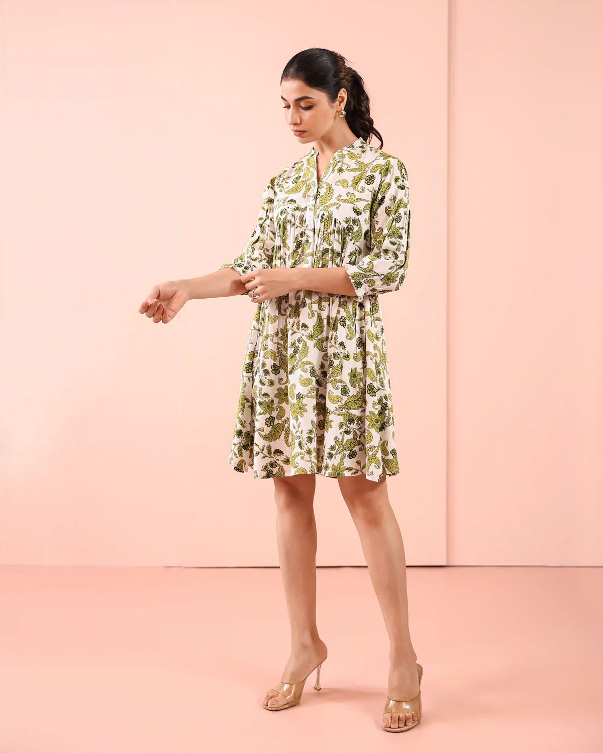 Floral Printed Alya Cut Short Dress