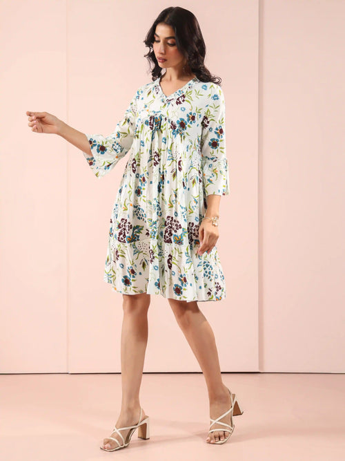 PRINTED TIERED DRESS