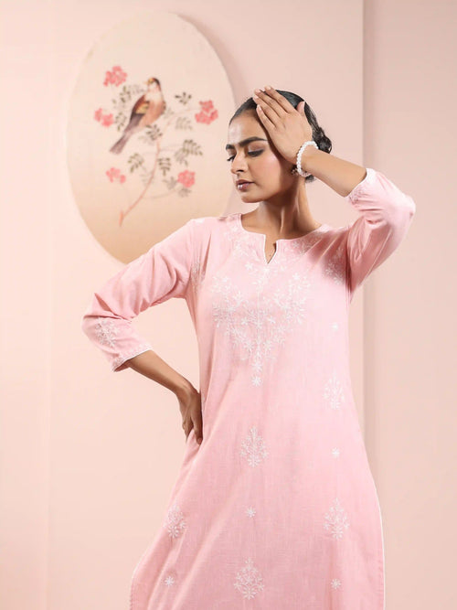 CHIKANKARI EMBROIDERY 2PC KURTA SET