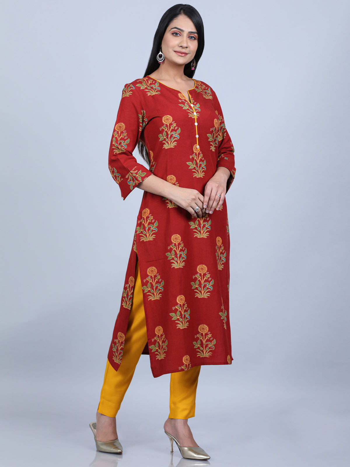 RAYON PRINTED STRAIGHT LONG KURTI