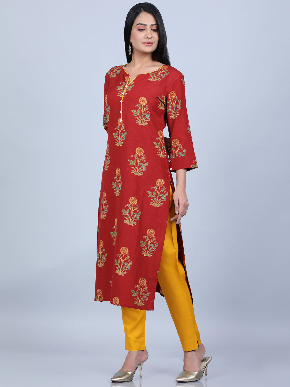 RAYON PRINTED STRAIGHT LONG KURTI