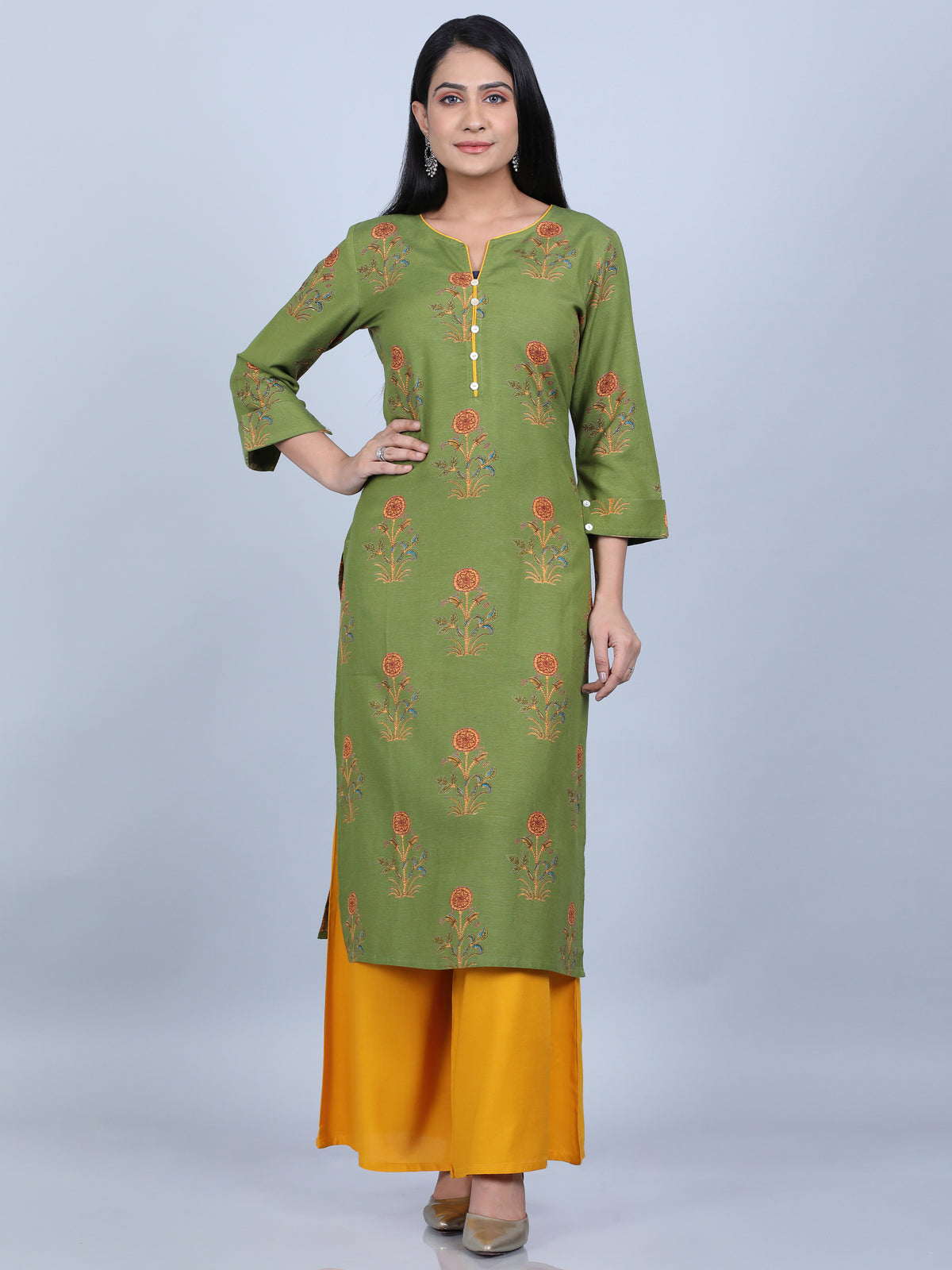 RAYON PRINTED STRAIGHT LONG KURTI