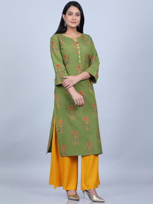 RAYON PRINTED STRAIGHT LONG KURTI