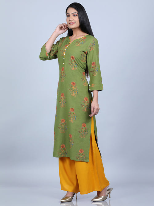 RAYON PRINTED STRAIGHT LONG KURTI