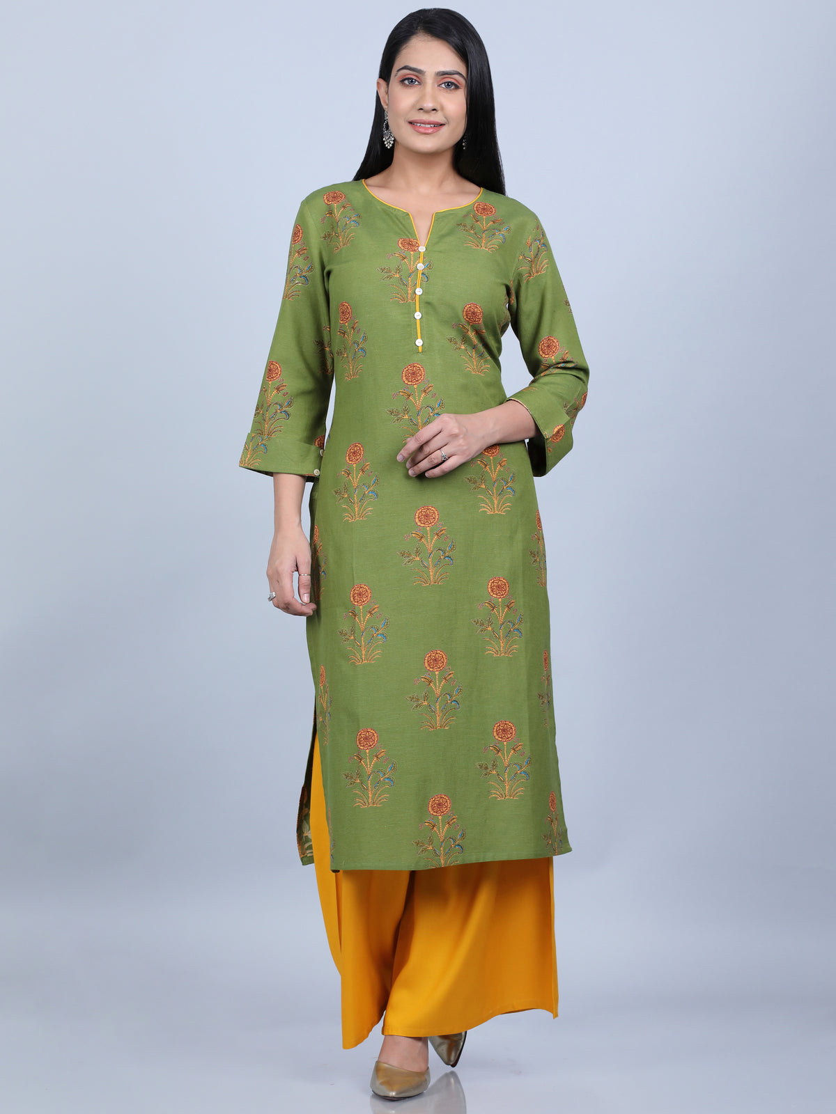 RAYON PRINTED STRAIGHT LONG KURTI