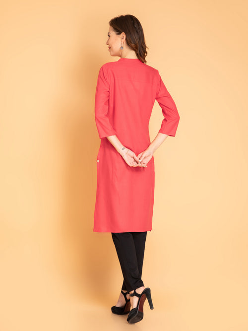 Pintuck Detail Knee-Length Kurti