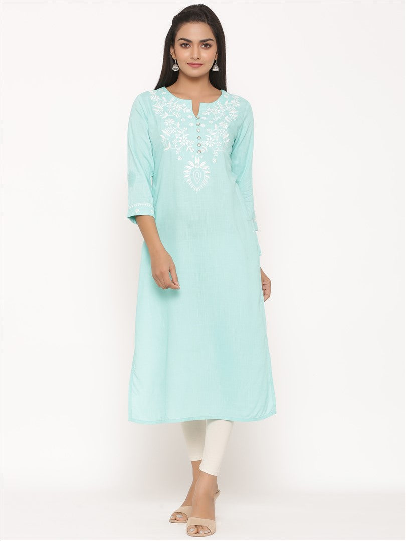 RAYON EMBROIDERED LONG KURTA