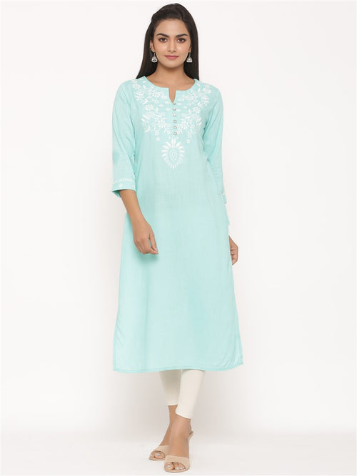 RAYON EMBROIDERED LONG KURTA