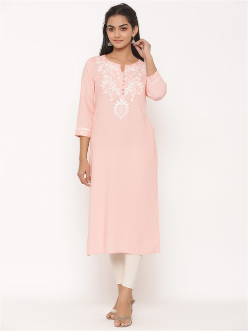 RAYON EMBROIDERED LONG KURTA