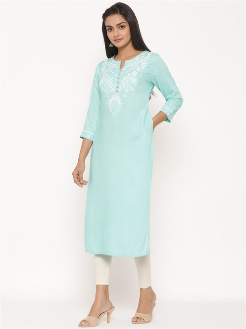 RAYON EMBROIDERED LONG KURTA