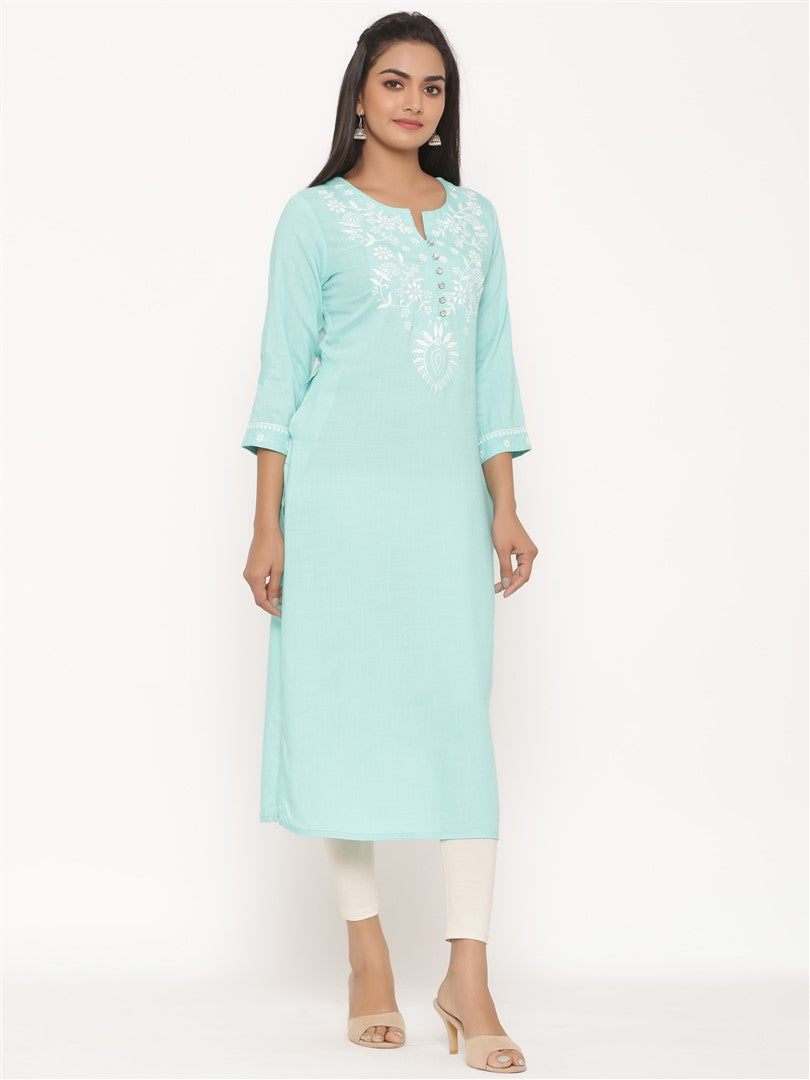 RAYON EMBROIDERED LONG KURTA