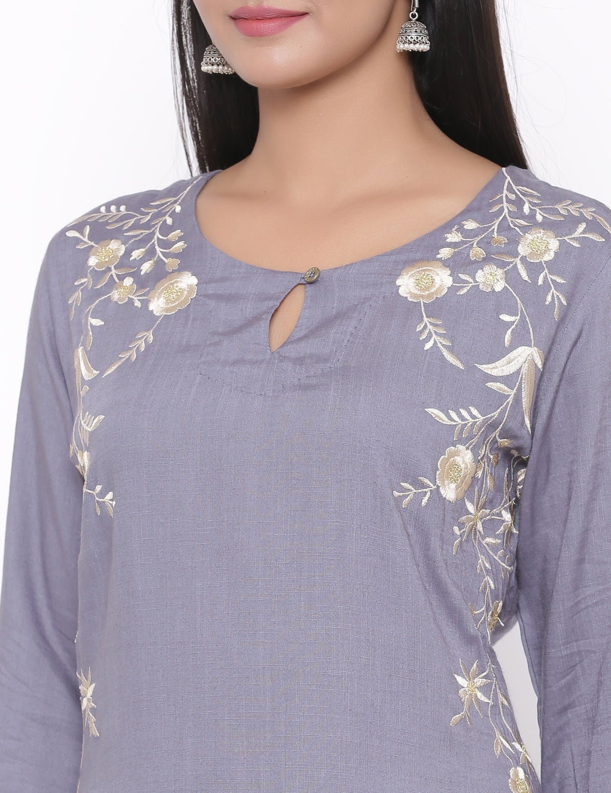 EMBROIDERED STRAIGHT LONG KURTI